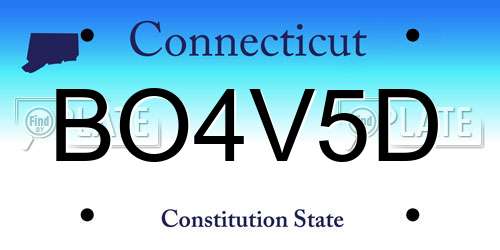 BO4V5D Connecticut License Plate