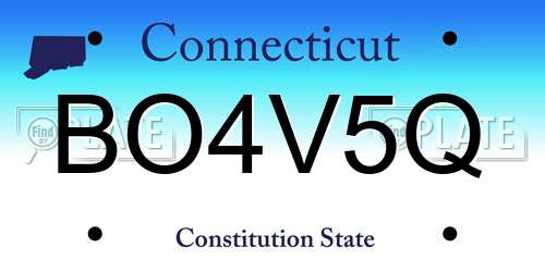 BO4V5Q Connecticut License Plate