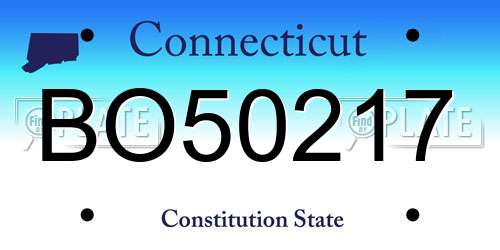 BO50217 Connecticut License Plate