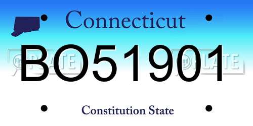 BO51901 Connecticut License Plate