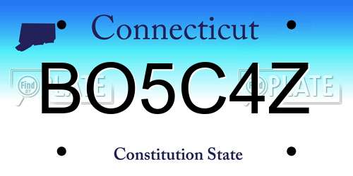 BO5C4Z Connecticut License Plate