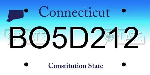BO5D212 Connecticut License Plate