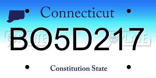 BO5D217 Connecticut License Plate