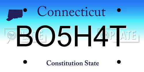 BO5H4T Connecticut License Plate