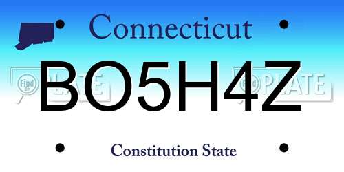 BO5H4Z Connecticut License Plate