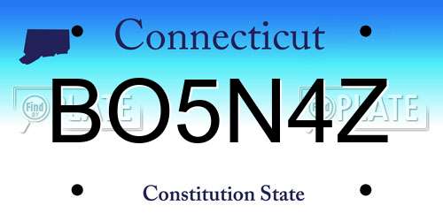 BO5N4Z Connecticut License Plate
