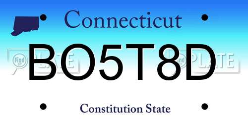 BO5T8D Connecticut License Plate
