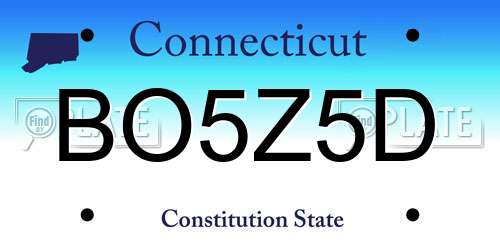 BO5Z5D Connecticut License Plate