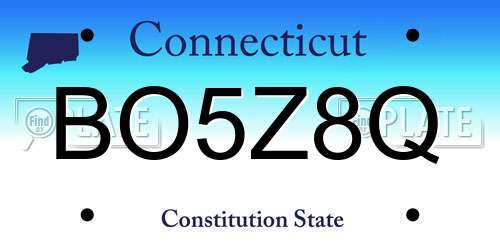 BO5Z8Q Connecticut License Plate
