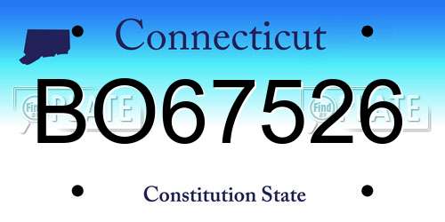 BO67526 Connecticut License Plate