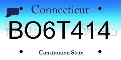 BO6T414 Connecticut License Plate