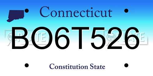 BO6T526 Connecticut License Plate