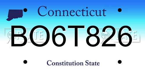 BO6T826 Connecticut License Plate