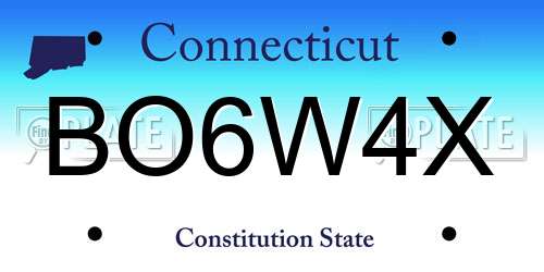 BO6W4X Connecticut License Plate