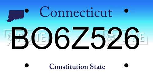 BO6Z526 Connecticut License Plate