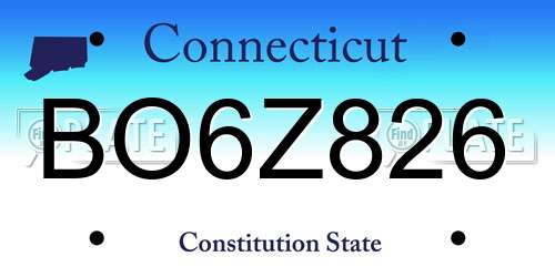 BO6Z826 Connecticut License Plate