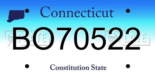 BO70522 Connecticut License Plate