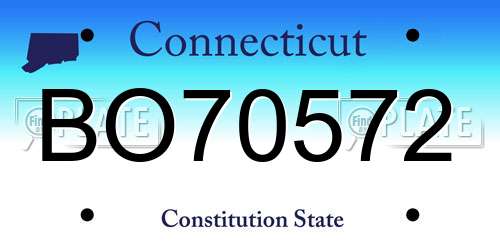 BO70572 Connecticut License Plate