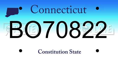 BO70822 Connecticut License Plate