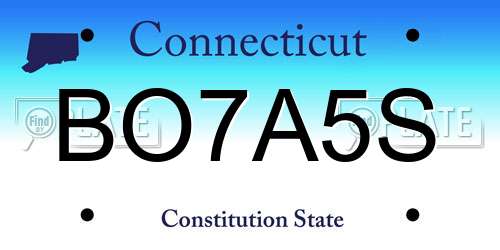BO7A5S Connecticut License Plate