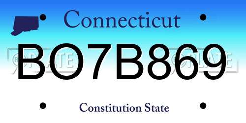 BO7B869 Connecticut License Plate