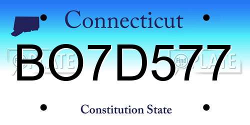 BO7D577 Connecticut License Plate