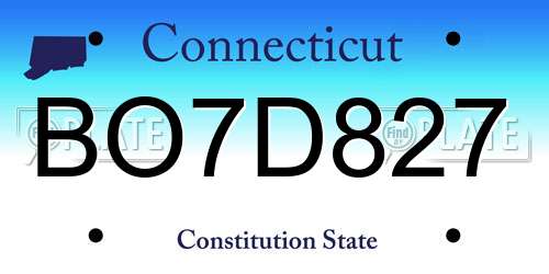 BO7D827 Connecticut License Plate