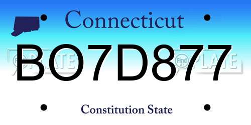 BO7D877 Connecticut License Plate
