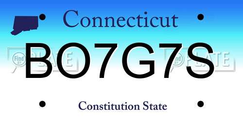 BO7G7S Connecticut License Plate