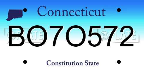 BO7O572 Connecticut License Plate