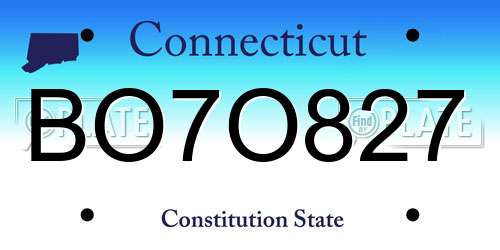 BO7O827 Connecticut License Plate