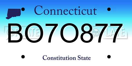 BO7O877 Connecticut License Plate