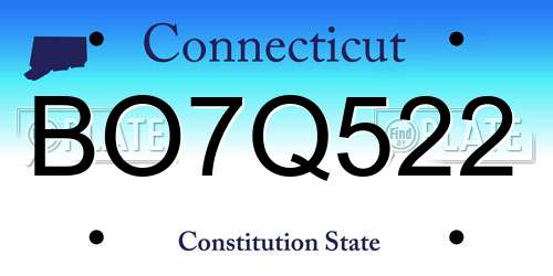 BO7Q522 Connecticut License Plate