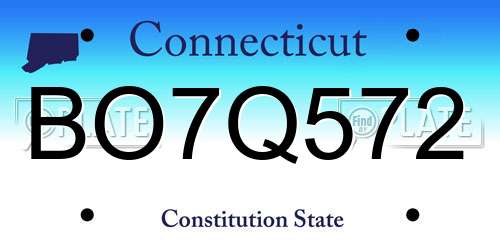 BO7Q572 Connecticut License Plate