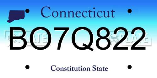 BO7Q822 Connecticut License Plate