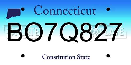 BO7Q827 Connecticut License Plate