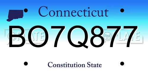 BO7Q877 Connecticut License Plate