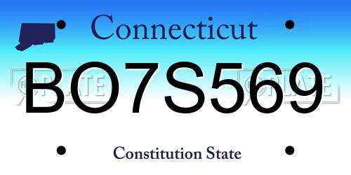 BO7S569 Connecticut License Plate