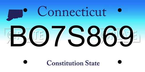 BO7S869 Connecticut License Plate