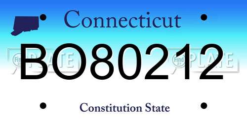 BO80212 Connecticut License Plate