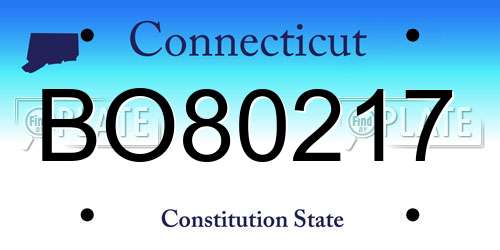 BO80217 Connecticut License Plate