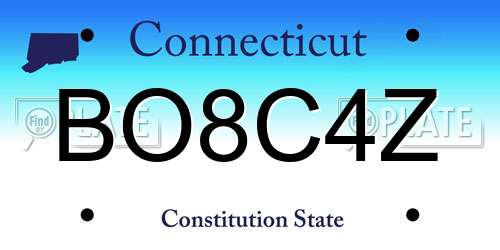 BO8C4Z Connecticut License Plate