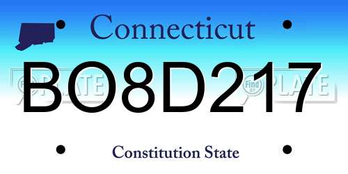 BO8D217 Connecticut License Plate