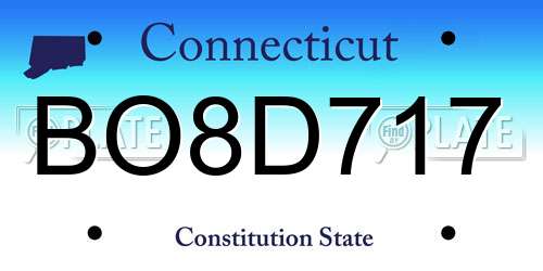 BO8D717 Connecticut License Plate
