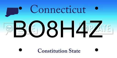 BO8H4Z Connecticut License Plate