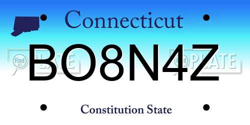 BO8N4Z Connecticut License Plate