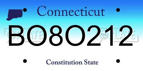 BO8O212 Connecticut License Plate