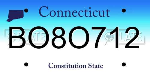 BO8O712 Connecticut License Plate