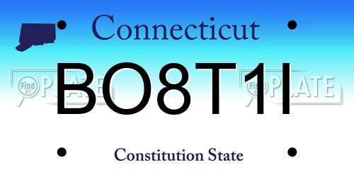 BO8T1I Connecticut License Plate
