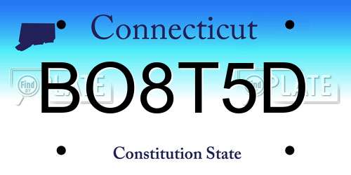 BO8T5D Connecticut License Plate